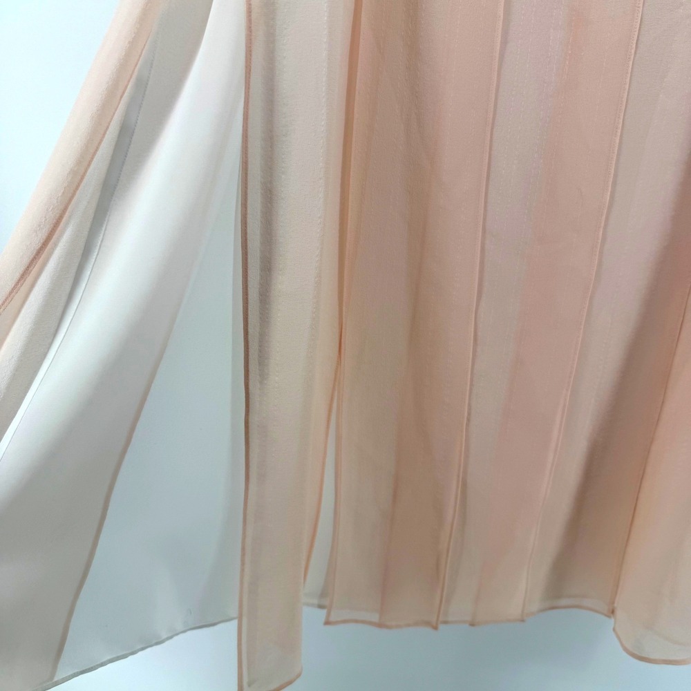 Magaschoni Silk Maxi Skirt Womens 12 Pink Pleated Panels Lined Candy Combo NWT - Picture 7 of 13